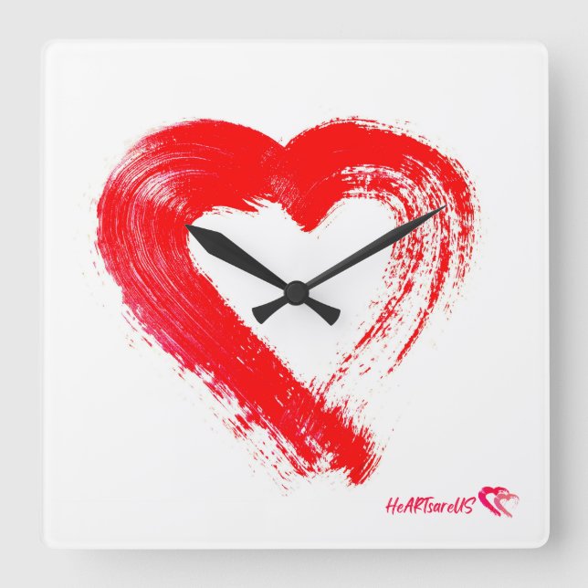 Un reloj de pared del corazón rojo (Anverso)