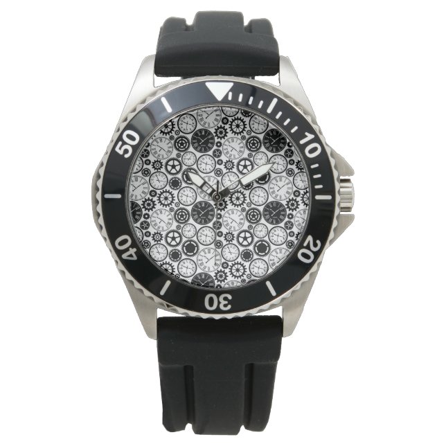 Un reloj de pulsera con una correa negra (Anverso)