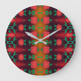 Un Reloj Rojo Diseñado Con Flores Y Negro