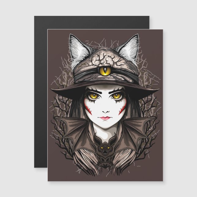 Un retrato cursi de bruja de Gato de Brujas Hallow (Anverso/Reverso)