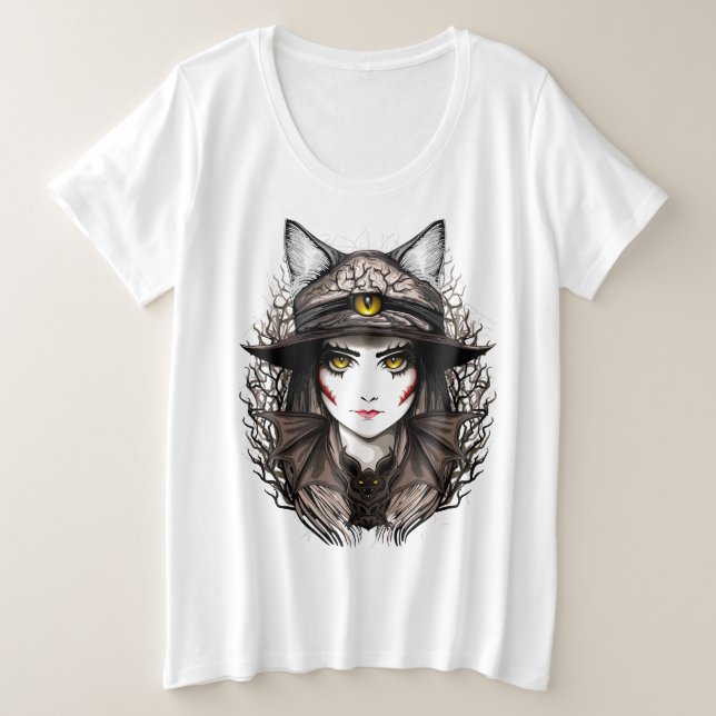 Un retrato cursi de bruja de Gato de Brujas Hallow (Anverso del diseño)