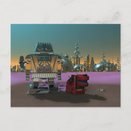 Un robot y su postal del perro