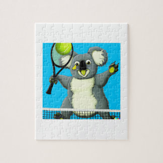 Un rompecabezas de un koala jugando al tenis