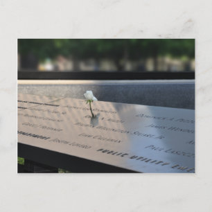 Un rosa blanco en la postal del monumento del