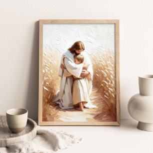 Un Salvador Guía, Arte Cristiano, Jesús Abraza a B