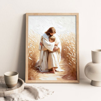 Un Salvador Guía, Arte Cristiano, Jesús Abraza a B