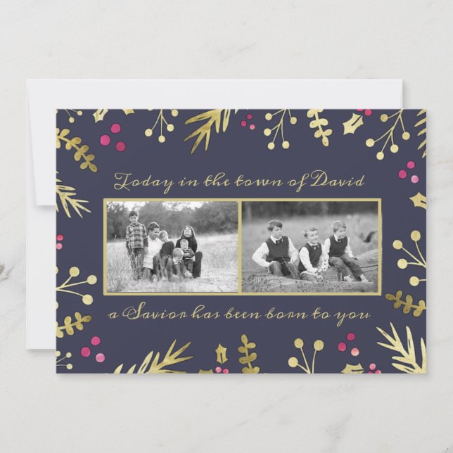 Un salvador ha nacido Navidad religioso foto (Anverso)