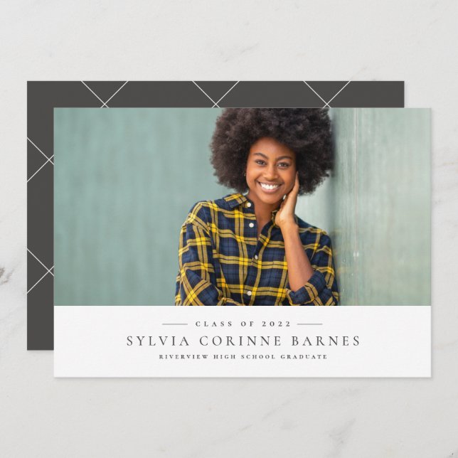 Un simple anuncio clásico de graduación de una fot (Anverso / Reverso)