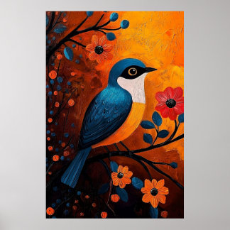 Un Solo Pájaro - Ave vibrante y arte floral