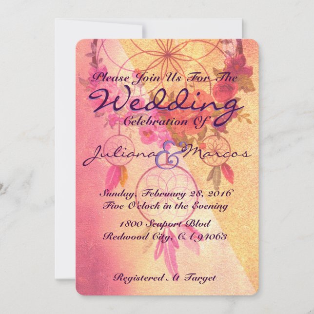 Un sueño de una invitación de la boda (Anverso)