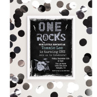 Un tambor Rockstar Primer cumpleaños invitación