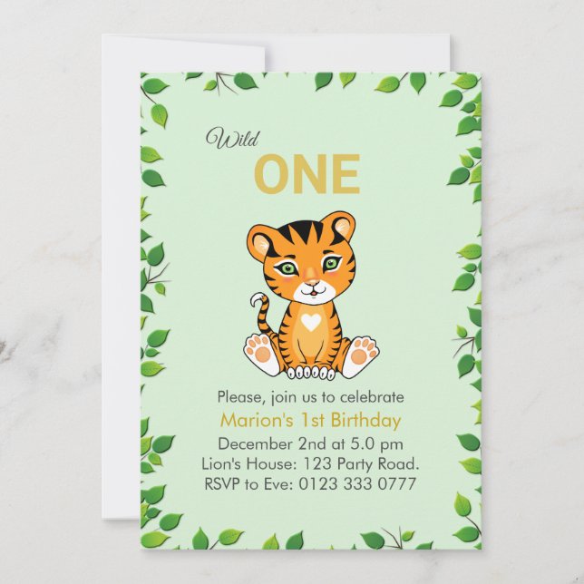 Un tigre salvaje y lindo, primera invitación de cu (Anverso)