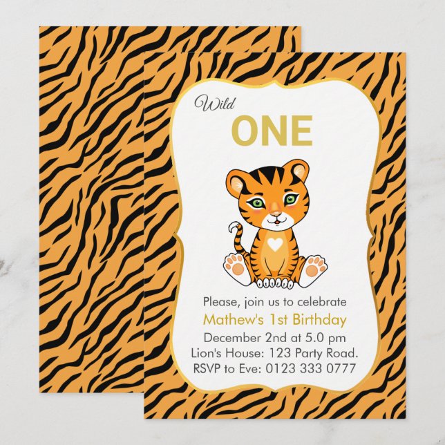 Un tigre salvaje y lindo, primera invitación de cu (Anverso / Reverso)