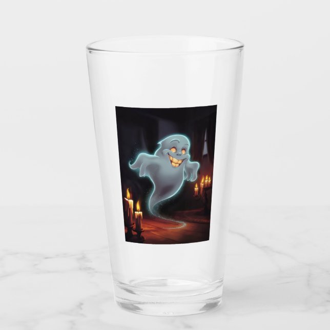 Un vaso con un fantasma sonriente. (Anverso)