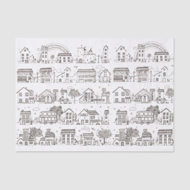 Un viaje a través del pueblo del doodle - papel (Anverso)