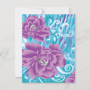 Un vibrante diseño textil con tonos púrpura y turq