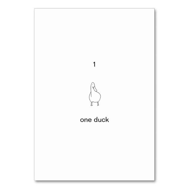 Una, 1, una tarjeta de personalizado de pato númer (Reverso)