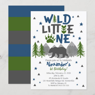 Una 1ra invitación salvaje del cumpleaños del oso