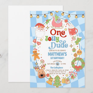 Una alegre invitación de cumpleaños de Navidad par