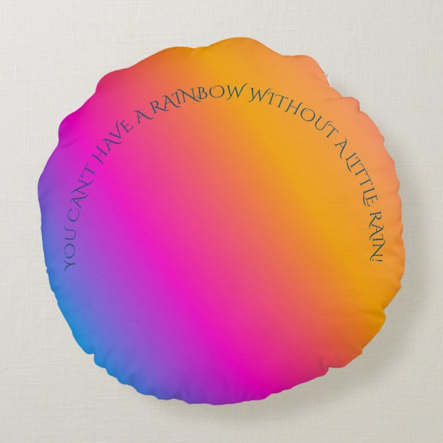 Una almohada de tiro redondo arco iris con una cit (Reverso)