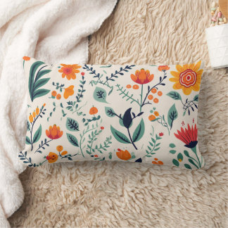 Una almohada decorativa con un floral vibrante