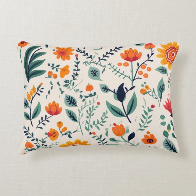 Una almohada decorativa con un vibrante estampado  (Anverso)