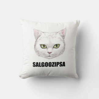 Una almohada diseñada con el gato SALGOO