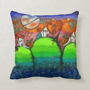 Una almohada original del arte de la caída festiv
