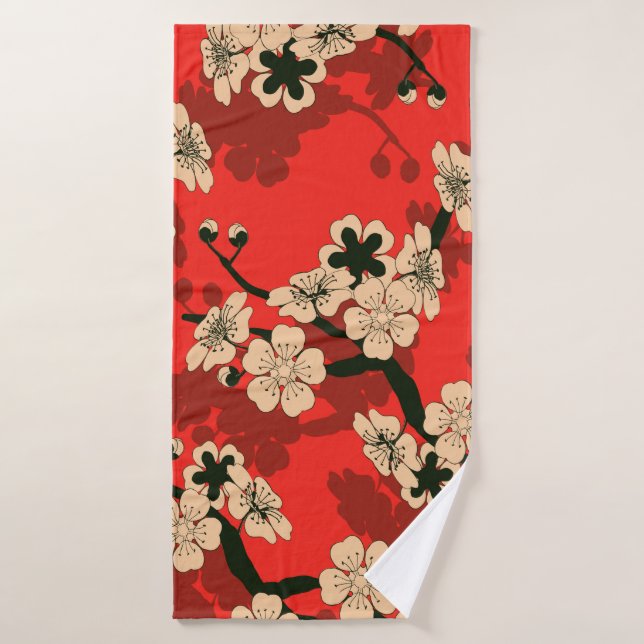 una baldosa sin fisuras de estilo japonés con un c (Toalla de baño)