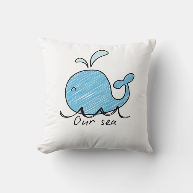 UNA BALLENA AMIGABLE EN SU MAR  Almohada (Anverso)