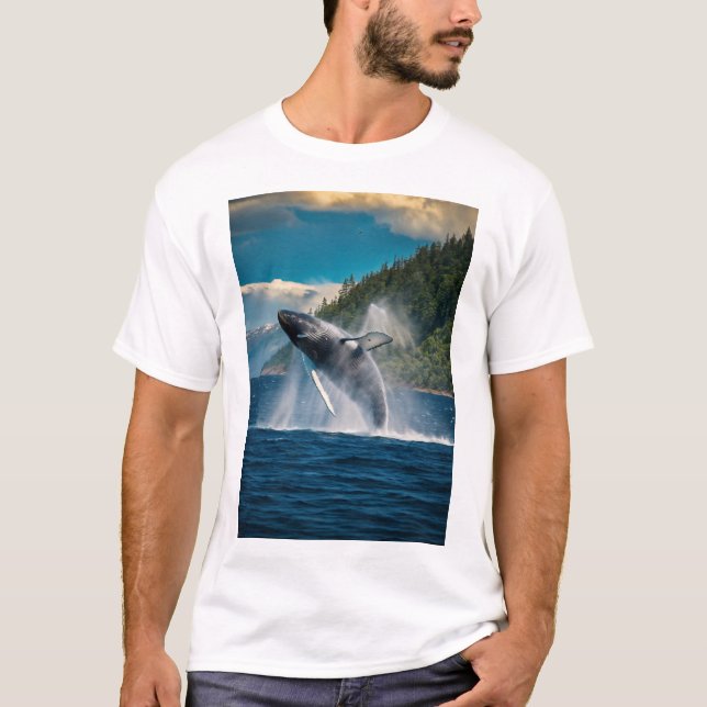 Una ballena jugando con camiseta de diseño marino (Anverso)