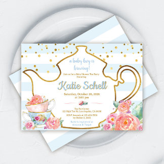 Una Bebé está Brewendo Invitación de té para Baby 