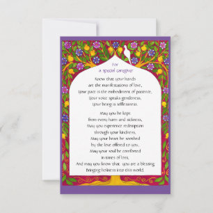 Una bendición para los cuidadores/ tarjeta plana