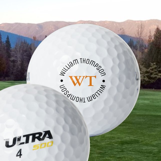 una bola de golf con nombre (monograma de círculo) (Subido por el creador)