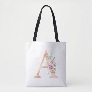 Una bolsa de acero floral con letra