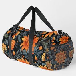 Una bolsa de lona con flores naranjas vibrantes