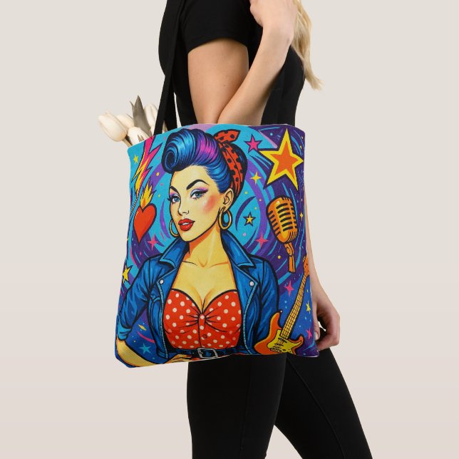 Una bolsa de mano con diseño retro rockabilly (Detalle)
