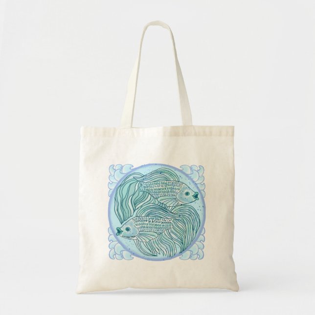Una bolsa de tote de pez koi azul (Frente)