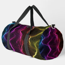 Una bolsa de viaje colorida con correas negras