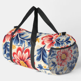 Una bolsa de viaje con patrones florales vibrantes