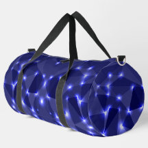 Una bolsa de viaje con un diseño geométrico azul
