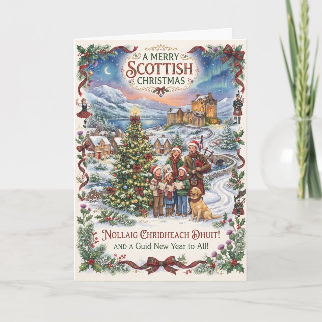 Una Buena Navidad Desde Tarjeta De Escocia (Anverso)