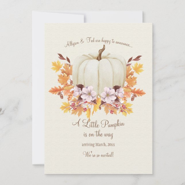Una Calabaza En La Vía De La Invitación De Embaraz (Anverso)