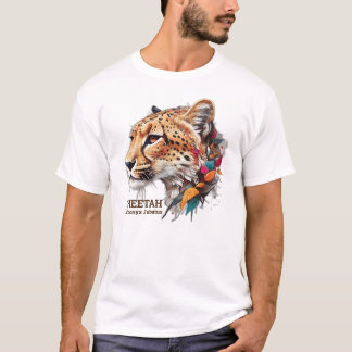 Una camisa con un diseño colorido de la cabeza de