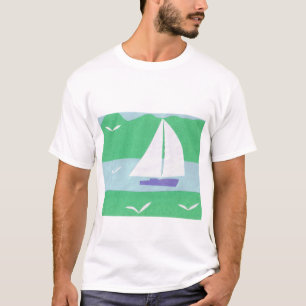 Una camiseta blanca con diseño de velero