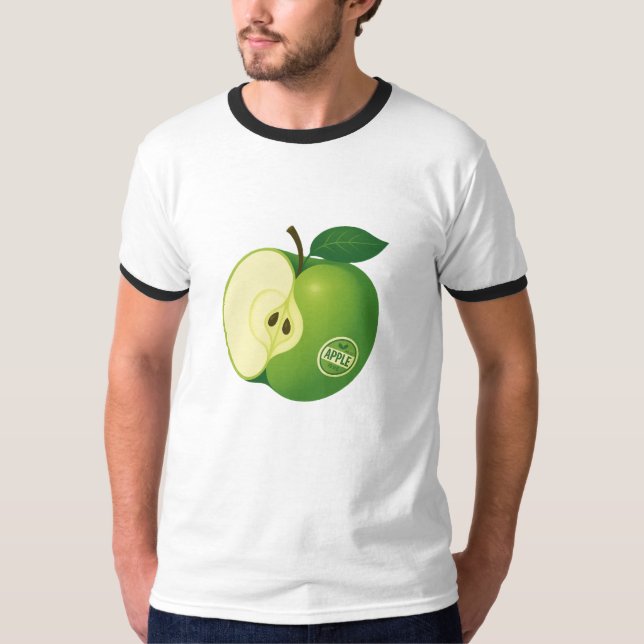 Una camiseta con el ilustracion de una manzana ver (Anverso)