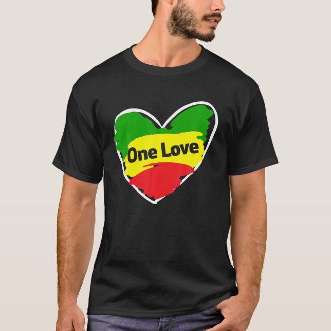 Una camiseta con la bandera jamaiquina del corazón (Anverso)