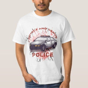 Una camiseta de coche de policía