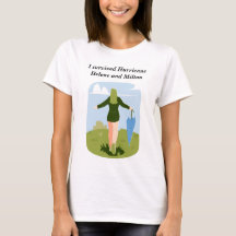 Una camiseta de "Sobreviví al huracán Milton y Hel