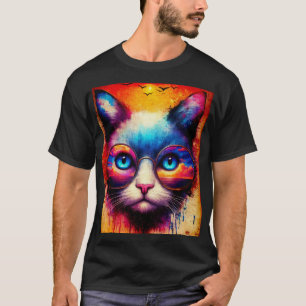 Una camiseta ilustrada de un gato genial